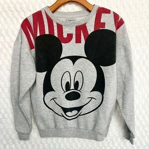 Gray Vintage Disney Brand Mickey Mouse Crewneck Sweatshirt Adult Size Small